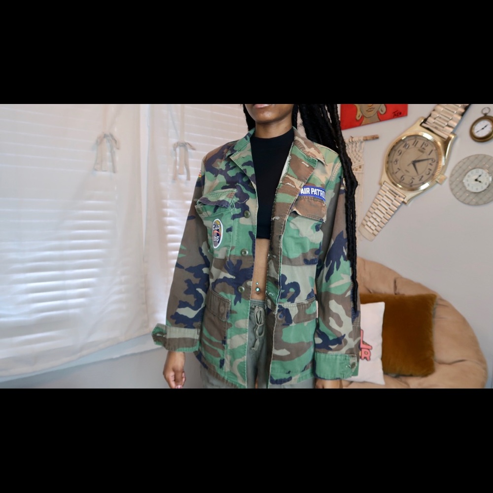 Camo military civic patrol jacket XS Reg